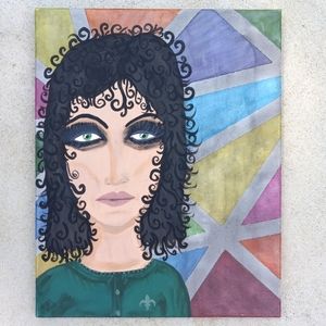 Geometric Woman Original Artwork on Canvas 20x16 Inches
